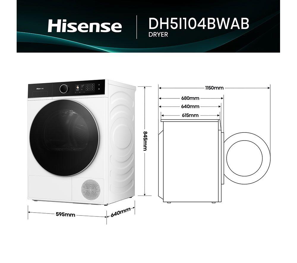 HISENSE 5i Series DH5I104BWAB WiFi-enabled 10 kg Heat Pump Tumble Dryer - White image number 13 of 20