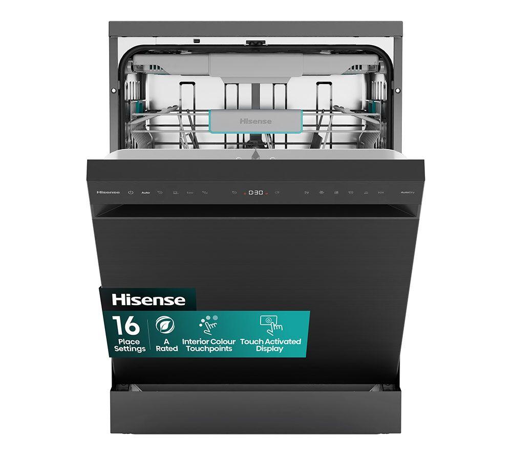HISENSE HS663A90BXUK Full-size Dishwasher – Black Inox, Black