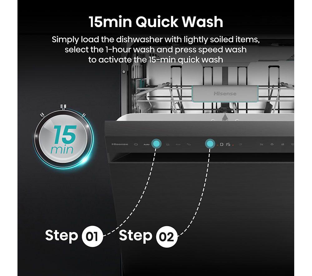 HISENSE HS663A90BXUK Full-size Dishwasher - Black Inox image number 7 of 22