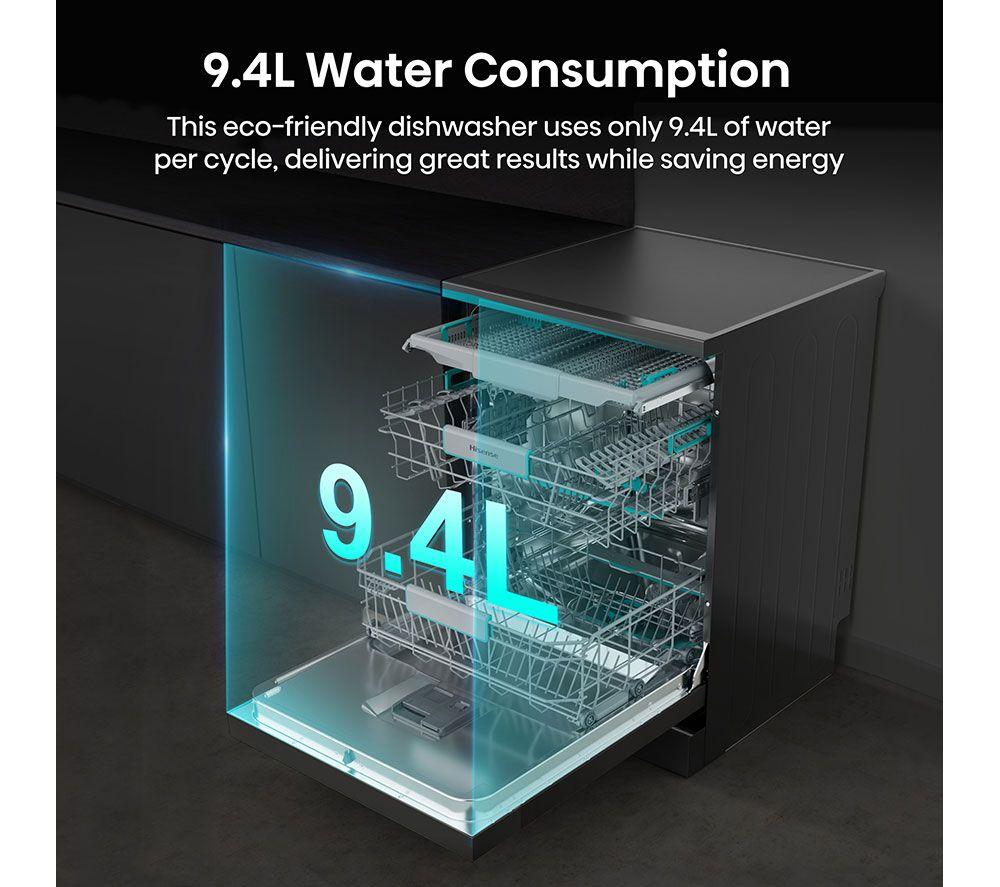 HISENSE HS663A90BXUK Full-size Dishwasher - Black Inox image number 16 of 22