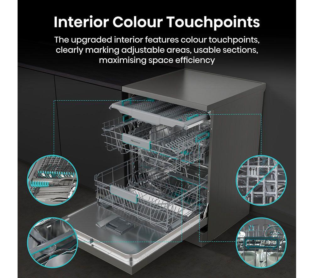 HISENSE HS663A90XUK Full-size Dishwasher - Stainless Steel image number 5 of 20