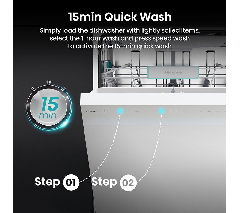 HISENSE HS663A90WUK Full-size Dishwasher - White image number 7 of 23