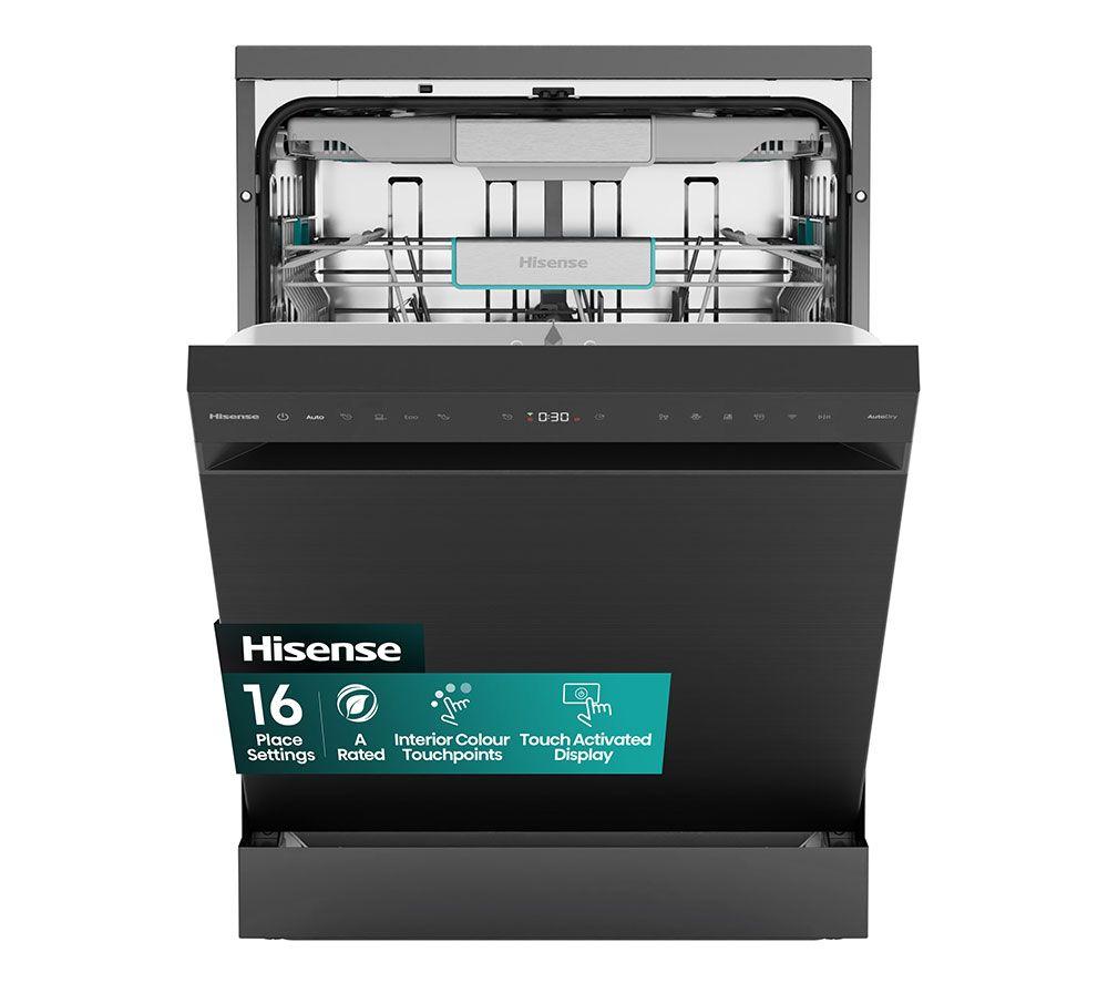 HISENSE HS673A90BXUK Full-size WiFi-enabled Dishwasher – Black, Black