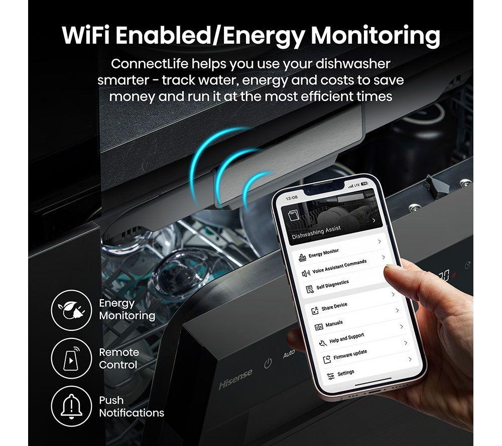 HISENSE HS673A90BXUK Full-size WiFi-enabled Dishwasher - Black image number 9 of 20