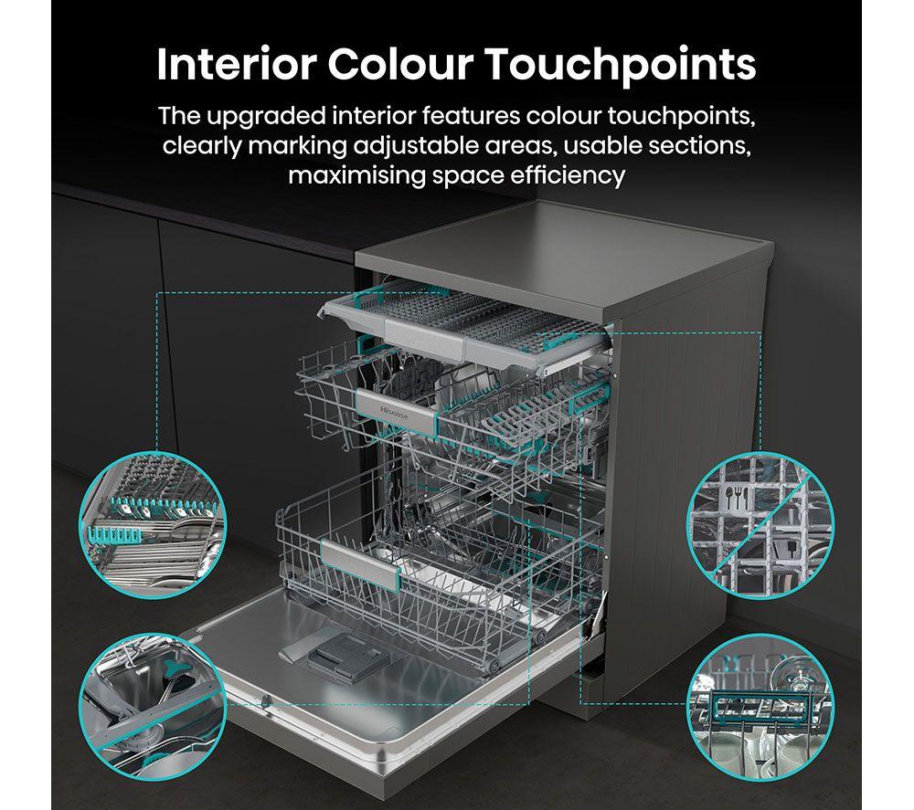 HISENSE HS673A90XUK Full-size WiFi-enabled Dishwasher - Stainless Steel image number 5 of 25