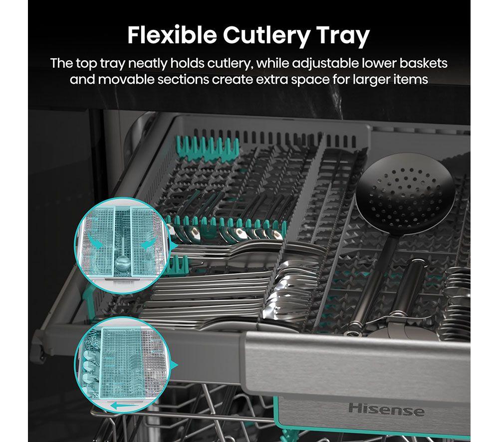 HISENSE HS673A90XUK Full-size WiFi-enabled Dishwasher - Stainless Steel image number 10 of 25