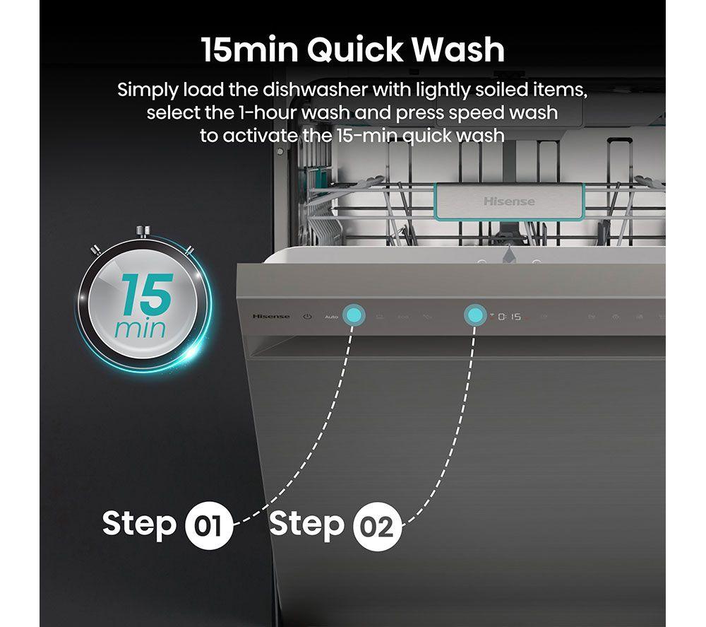 HISENSE HS673A90XUK Full-size WiFi-enabled Dishwasher - Stainless Steel image number 17 of 25