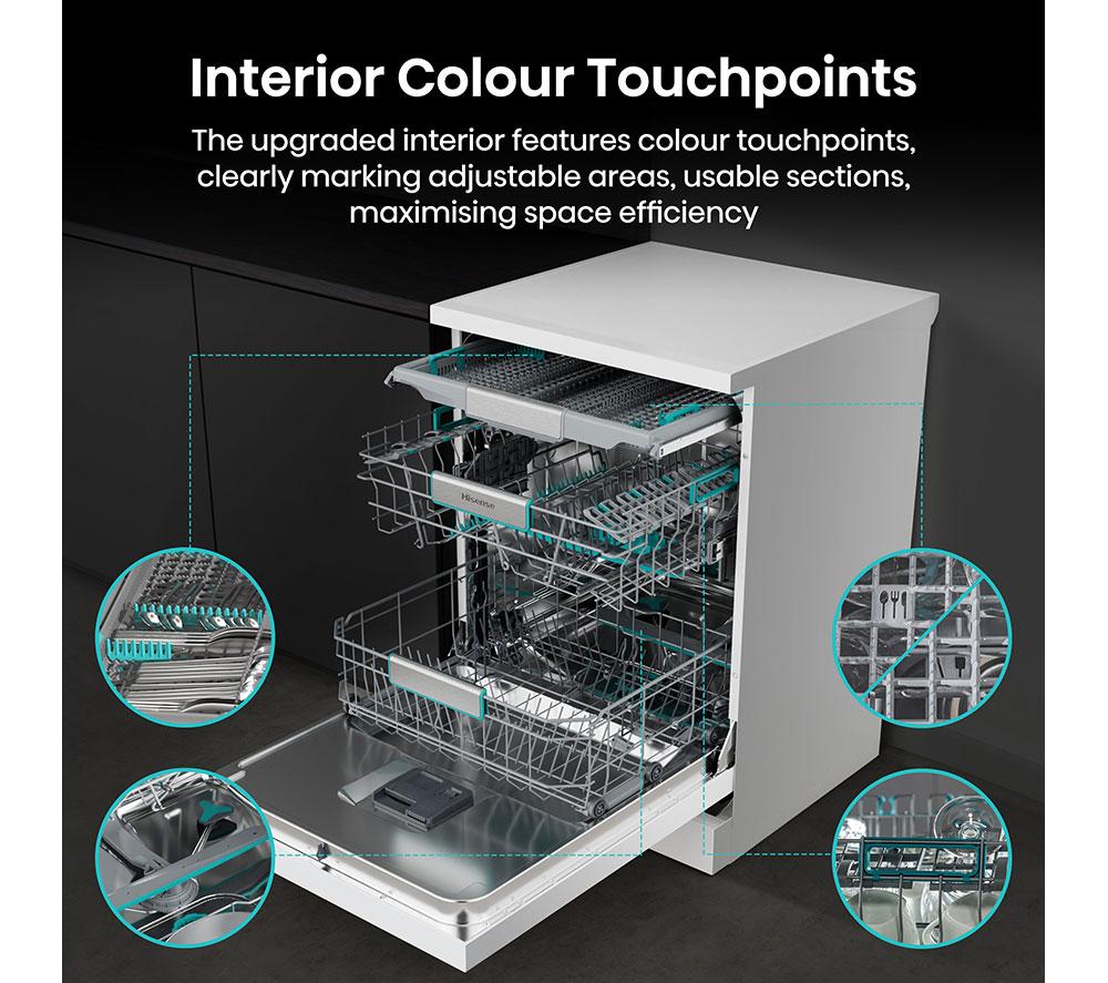 HISENSE HS673A90WUK Full-size WiFi-enabled Dishwasher - White image number 5 of 25