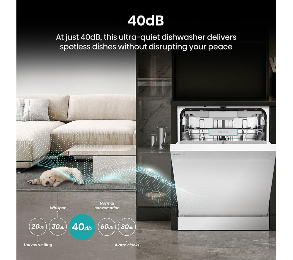 HISENSE HS673A90WUK Full-size WiFi-enabled Dishwasher - White image number 7 of 25