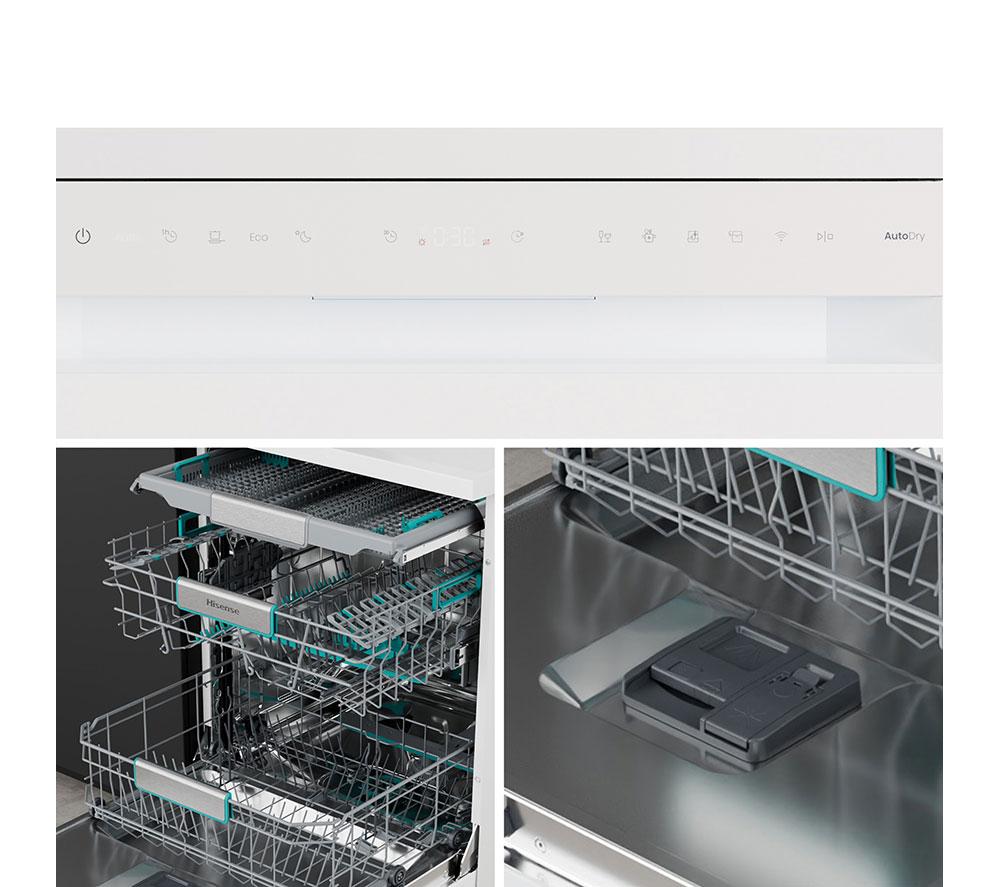 HISENSE HS673A90WUK Full-size WiFi-enabled Dishwasher - White image number 12 of 25