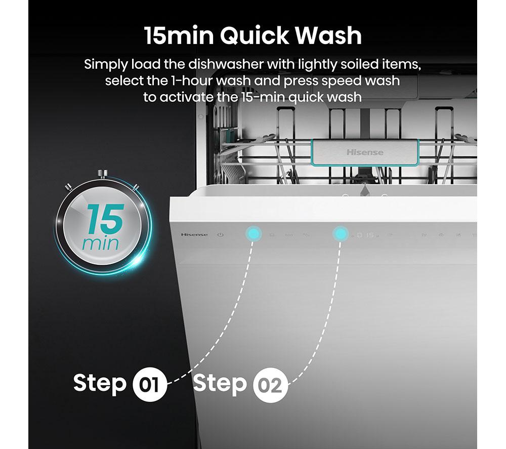 HISENSE HS673A90WUK Full-size WiFi-enabled Dishwasher - White image number 17 of 25