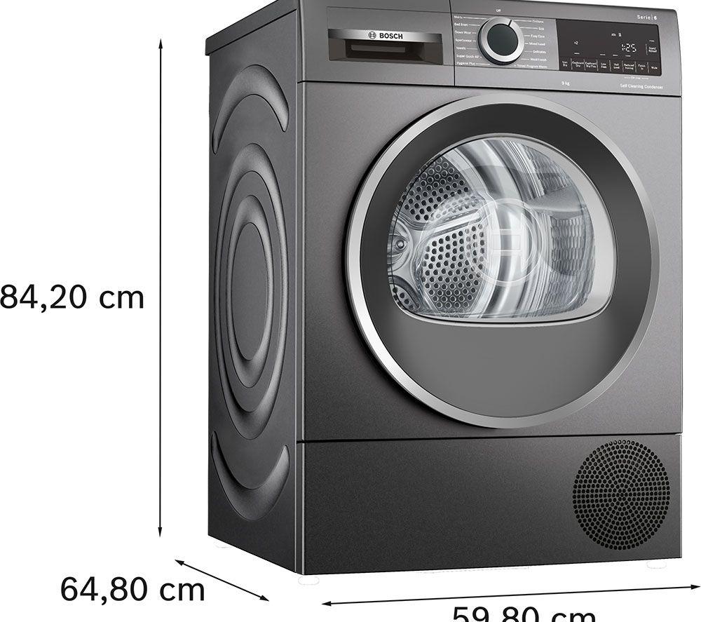 BOSCH Series 6 WQG245R2GB 9 kg Heat Pump Tumble Dryer - Graphite image number 6 of 11