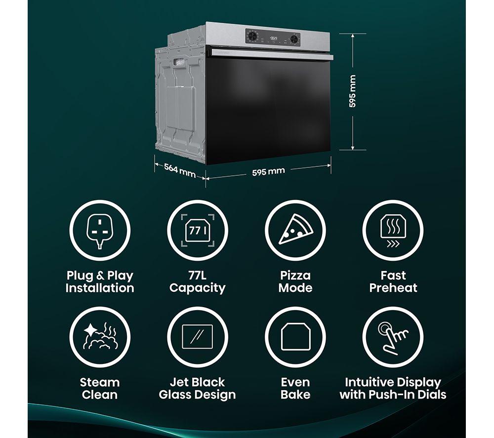 HISENSE Hi2 BI622AXPGUK Plug-in Electric Oven - Stainless Steel & Black image number 2 of 20