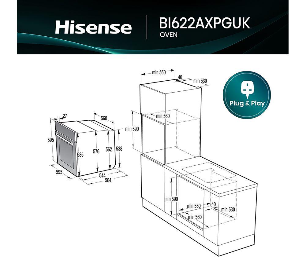 HISENSE Hi2 BI622AXPGUK Plug-in Electric Oven - Stainless Steel & Black image number 13 of 20
