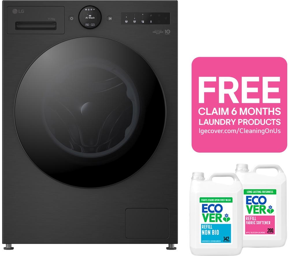 LG Series 7 AI Direct Drive W4X7016TBB WiFi-enabled 11 kg Washer Dryer - Matte Black image number 2 of 36