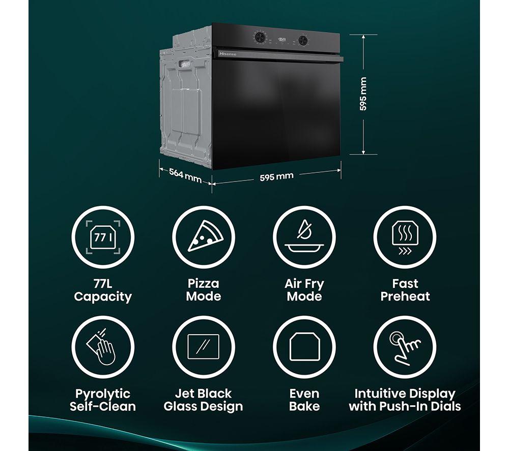 HISENSE Hi2 BI626PBUPUK Electric Pyrolytic Oven - Jet Black image number 2 of 41