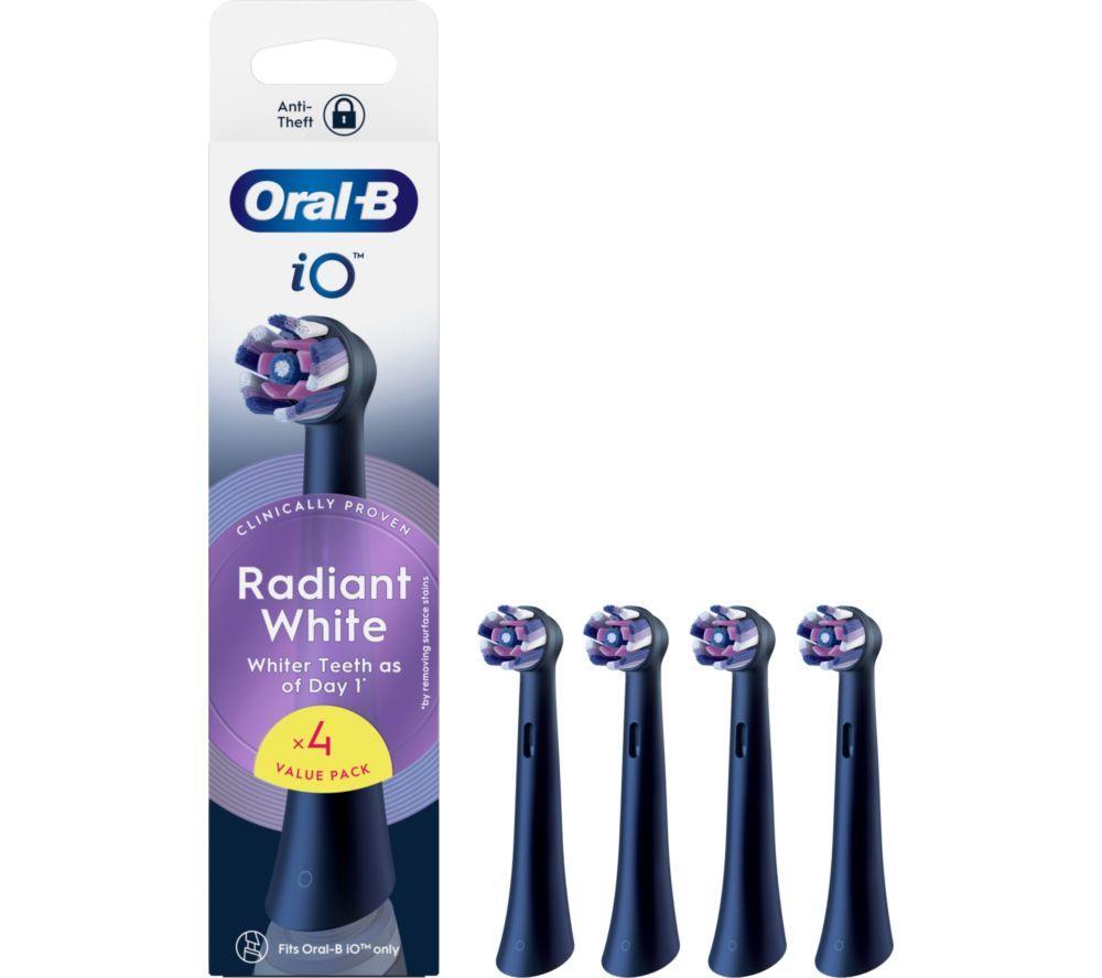 ORAL-B iO Radiant White Replacement Toothbrush Head   Pack of 4, Black