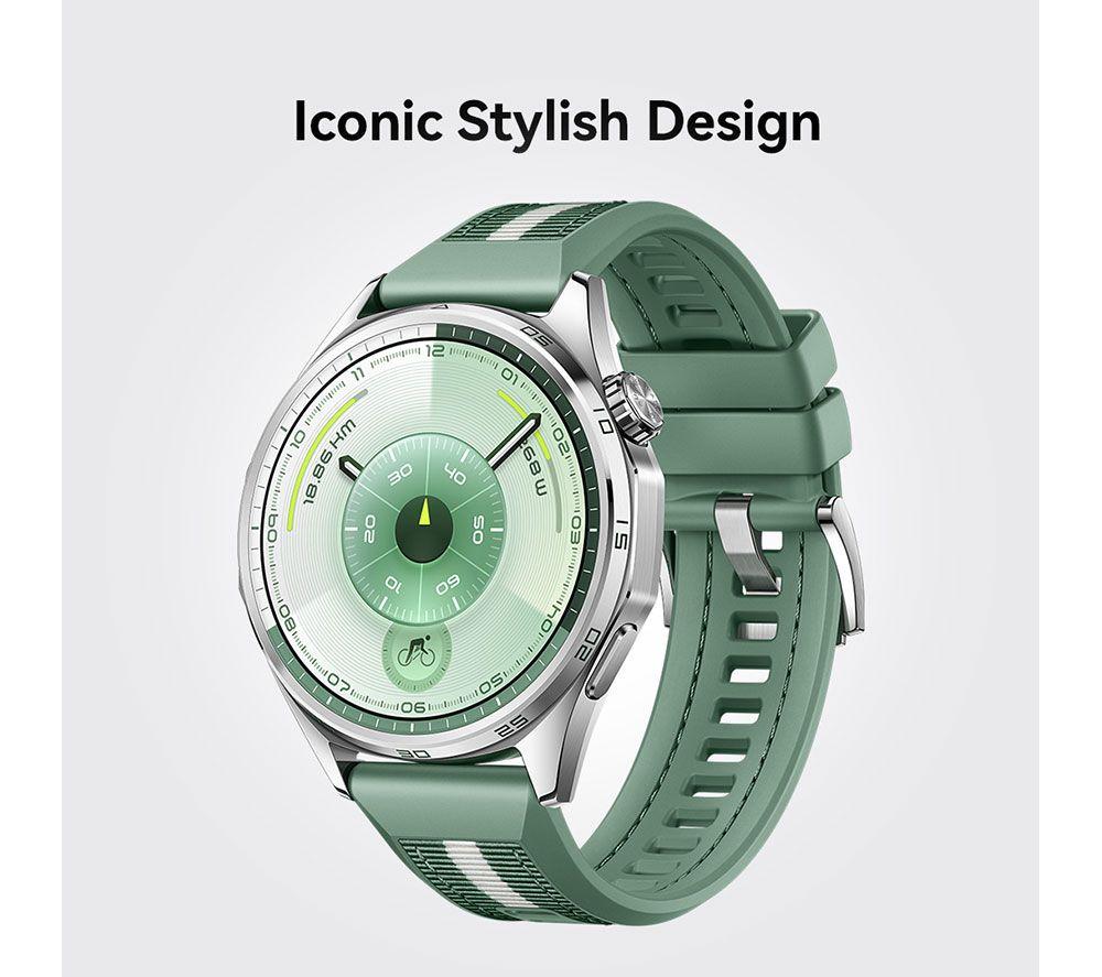 HUAWEI Watch GT 6 - Silver with Green Woven Strap, 46 mm image number 4 of 7