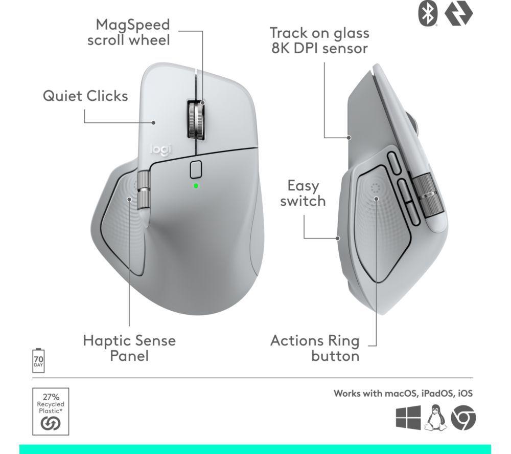 LOGITECH MX Master 4 Wireless Mouse for Mac - White Silver image number 5 of 17