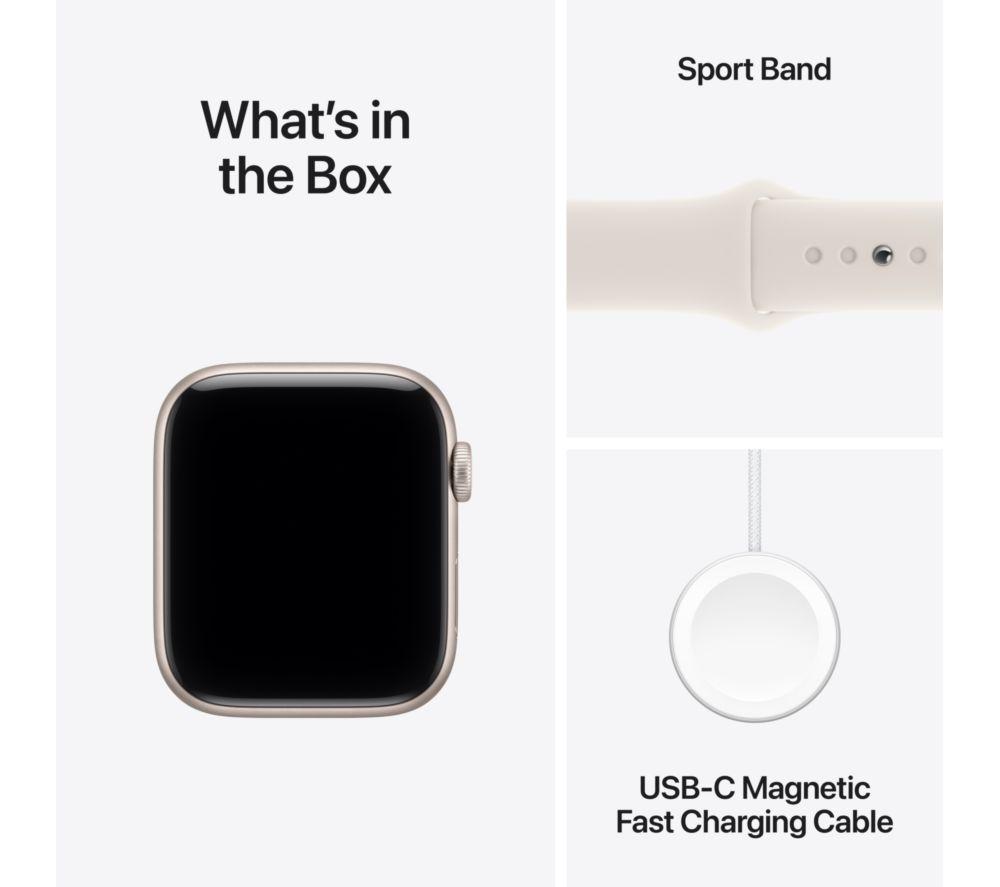 APPLE Watch SE 3 Cellular - 44 mm Starlight Aluminium Case with Starlight Sport Band, M/L image number 9 of 10