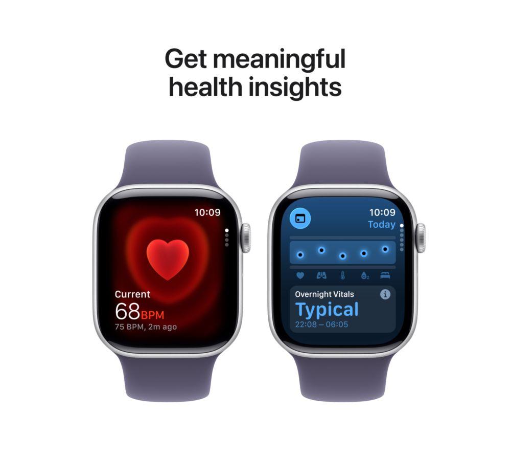 APPLE Watch Series 11 Cellular - 42 mm Silver Aluminium Case with Purple Fog Sport Band, S/M image number 5 of 10