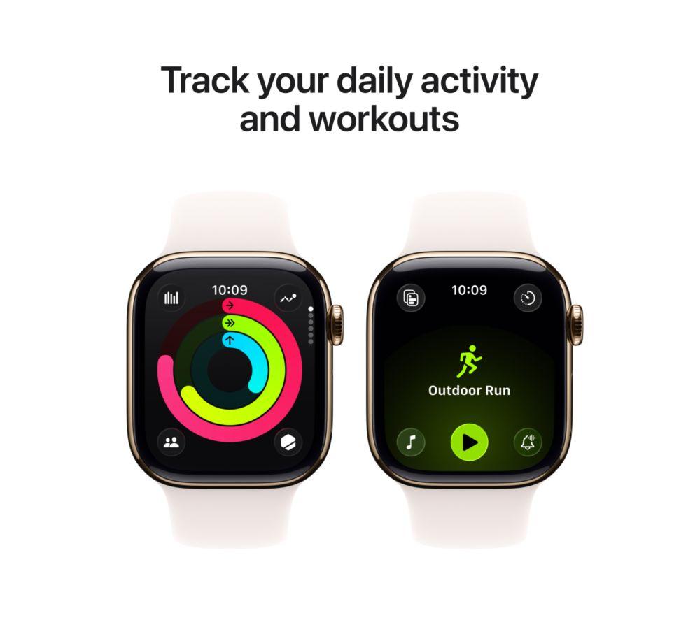 APPLE Watch Series 11 Cellular - 42 mm&nbsp;Gold Titanium Case with Light Blush Sport Band, S/M image number 4 of 10