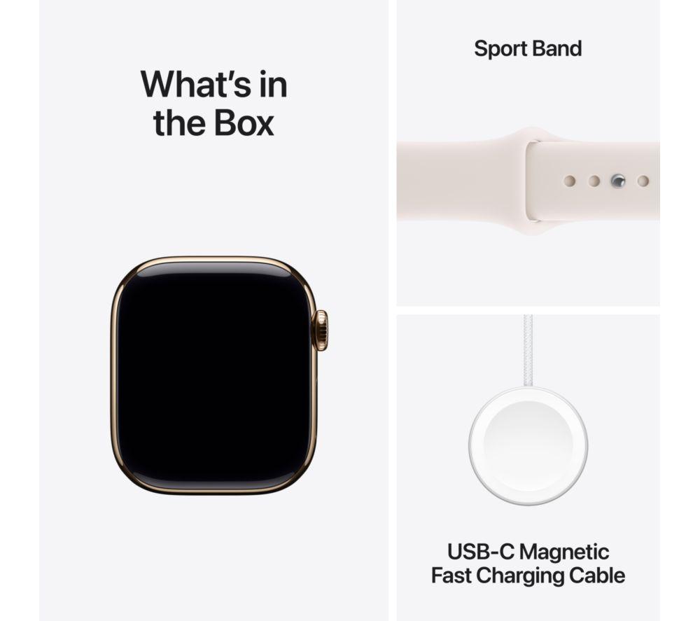APPLE Watch Series 11 Cellular - 42 mm&nbsp;Gold Titanium Case with Light Blush Sport Band, S/M image number 9 of 10