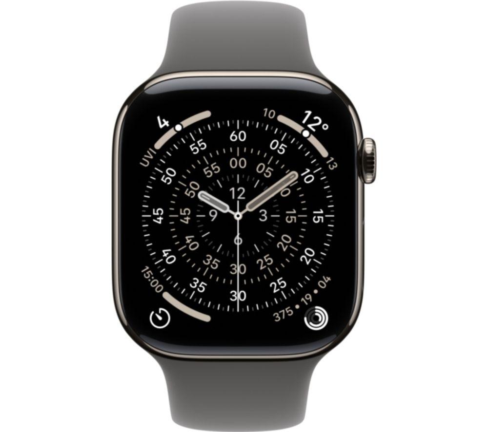 APPLE Watch Series 11 Cellular - 42 mm Natural Titanium Case with Stone Grey Sport Band, S/M image number 2 of 10