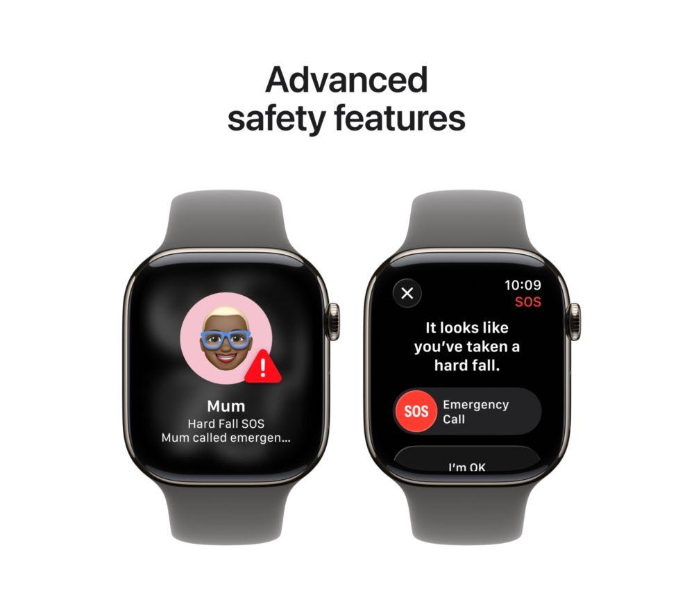 APPLE Watch Series 11 Cellular - 42 mm Natural Titanium Case with Stone Grey Sport Band, S/M image number 6 of 10