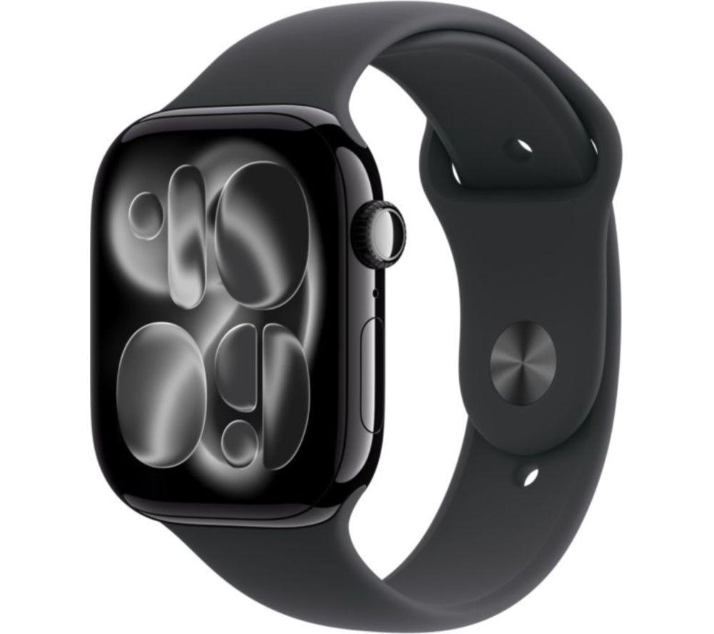 APPLE Watch Series 11 Cellular - 46 mm Jet Black Aluminium Case with Black Sport Band, S/M