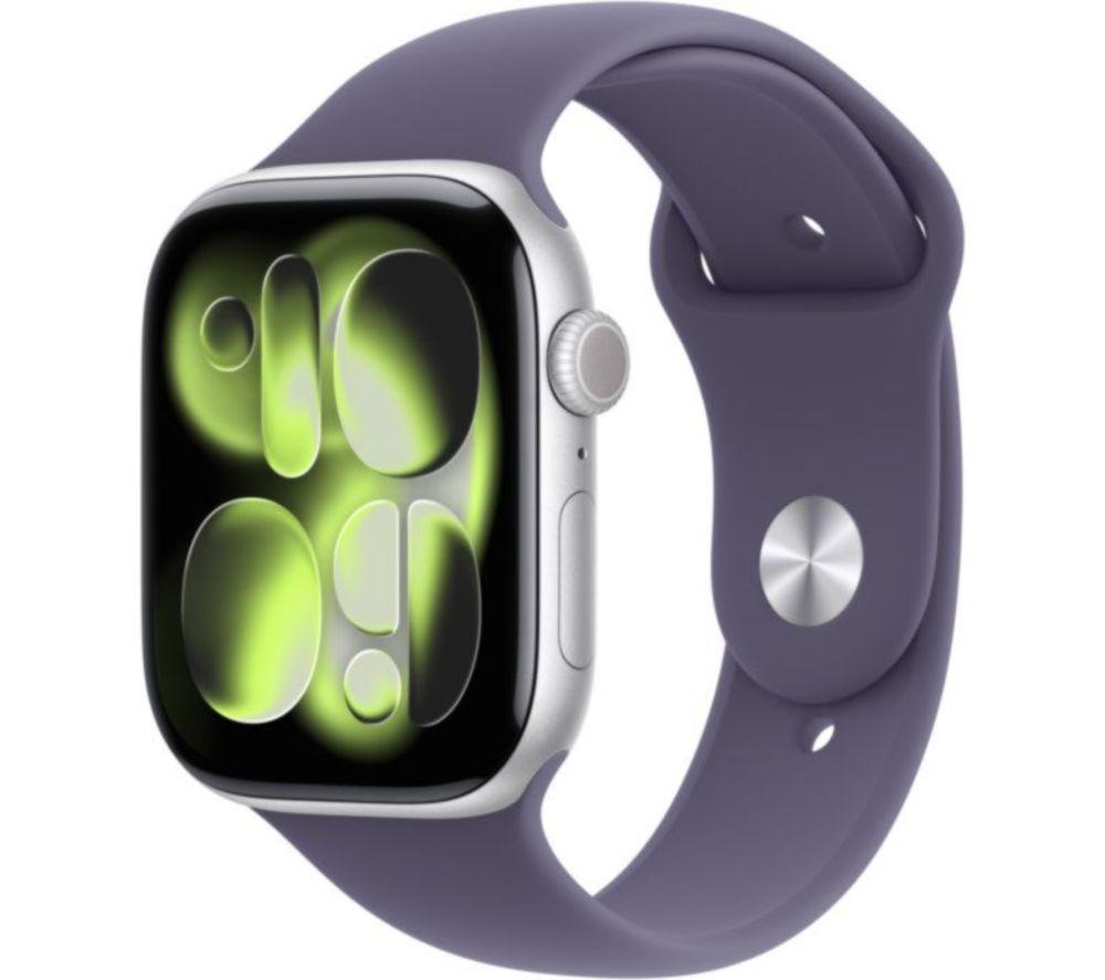 APPLE Watch Series 11 Cellular - 46 mm Silver Aluminium Case with Purple Fog Sport Band, M/L