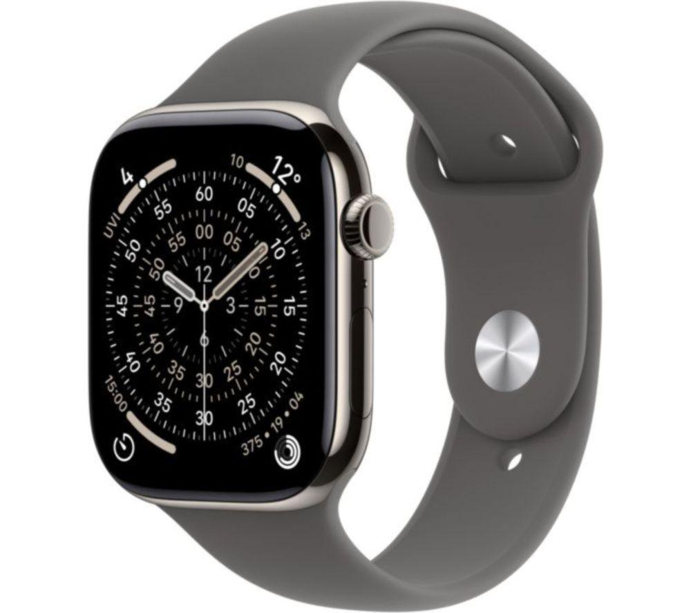 APPLE Watch Series 11 Cellular - 46 mm Natural Titanium Case with Stone Grey Sport Band, S/M