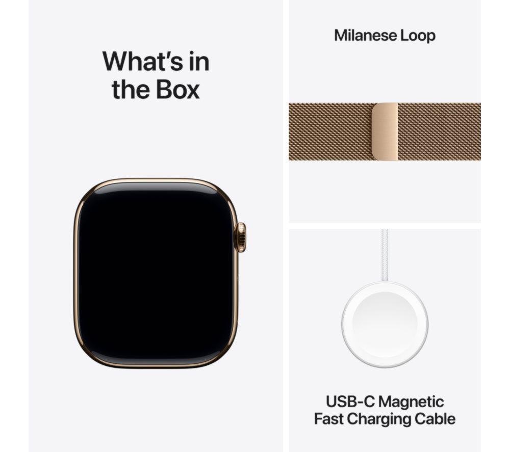 APPLE Watch Series 11 Cellular - 46 mm&nbsp;Gold Titanium Case with Gold Milanese Loop, S/M image number 9 of 10