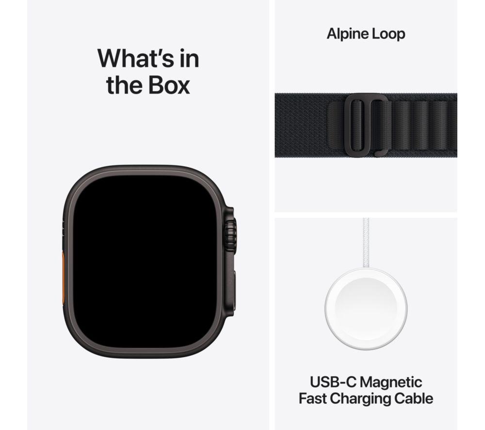 APPLE Watch Ultra 3 Cellular - 49 mm Black Titanium Case with Black Alpine Loop, Medium image number 9 of 10
