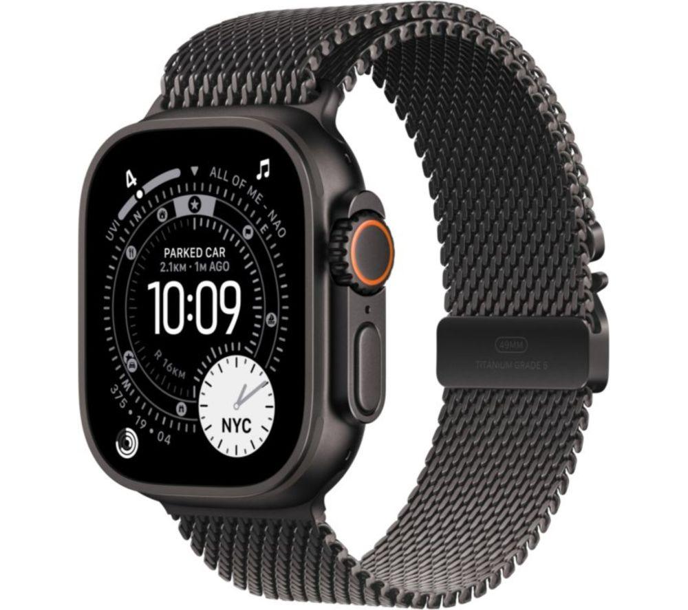 APPLE Watch Ultra 3 Cellular - 49 mm Black Titanium Case with Black Titanium Milanese Loop, Large