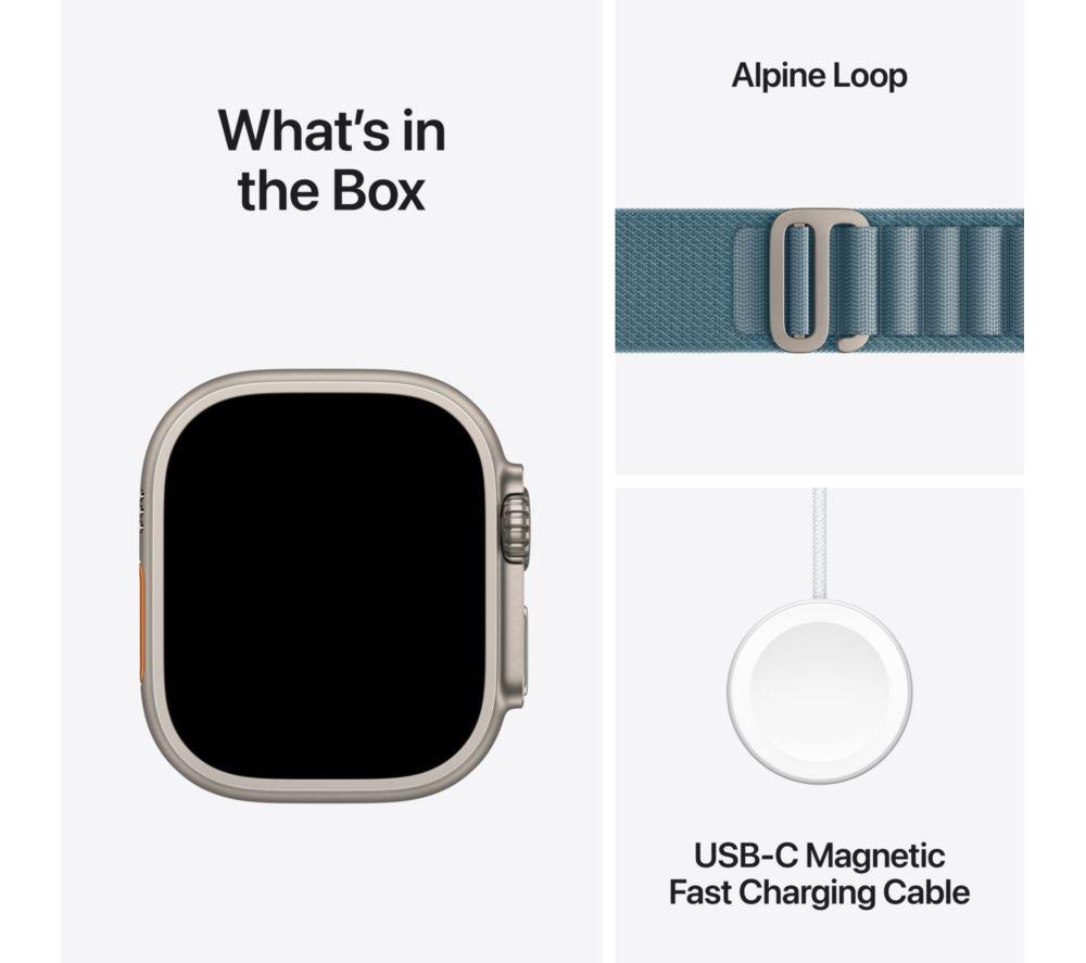 APPLE Watch Ultra 3 Cellular - 49 mm Natural Titanium Case with Light Blue Alpine Loop, Large image number 9 of 10