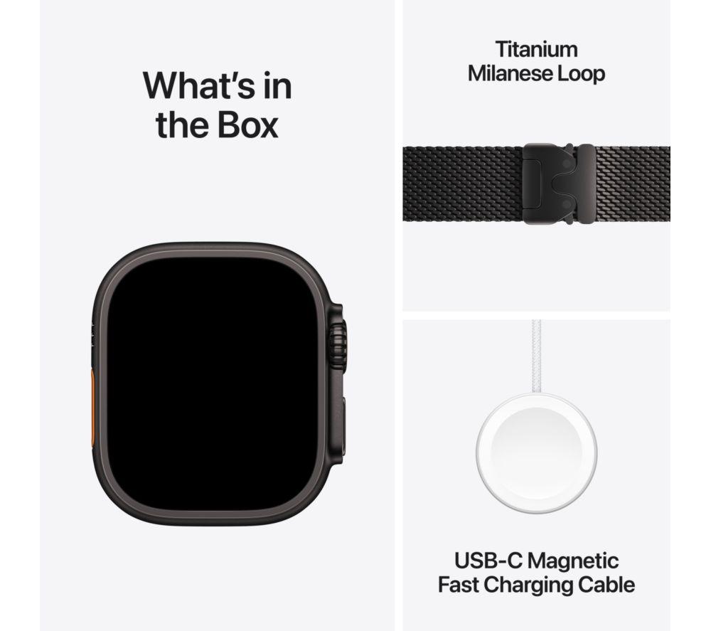 APPLE Watch Ultra 3 Cellular - 49 mm Black Titanium Case with Black Titanium Milanese Loop, Small image number 9 of 10