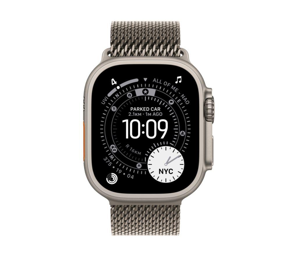 APPLE Watch Ultra 3 Cellular - 49 mm Natural Titanium Case with Natural Titanium Milanese Loop, Large image number 2 of 10