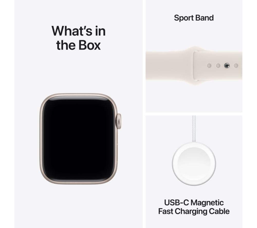 APPLE Watch SE 3 - 44 mm Starlight Aluminium Case with Starlight Sport Band, S/M image number 9 of 10