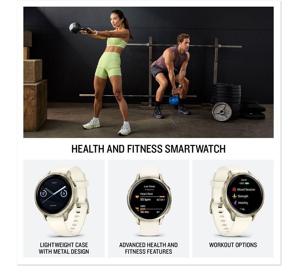 GARMIN Venu 4 Smart Watch - Lunar Gold with Bone Silicone Band, 41 mm image number 9 of 15