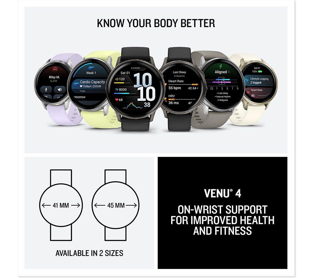 GARMIN Venu 4 Smart Watch - Lunar Gold with Bone Silicone Band, 41 mm image number 14 of 15
