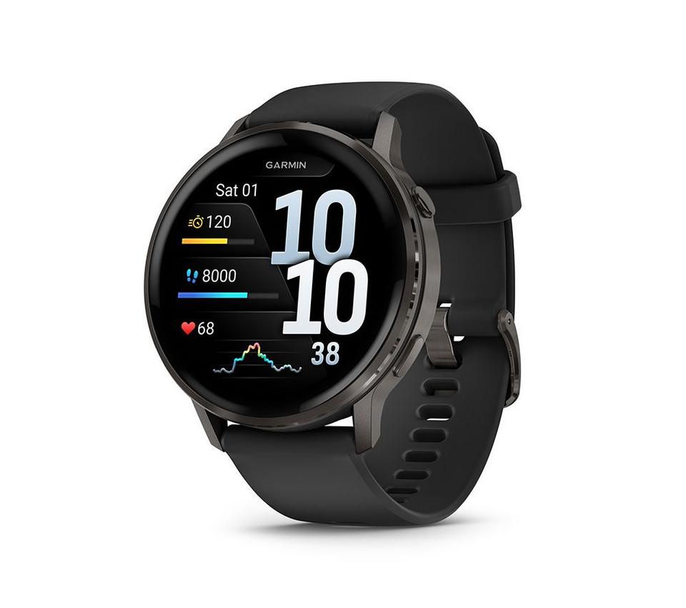 GARMIN Venu 4 Smart Watch - Slate with Black Silicone Band, 45 mm