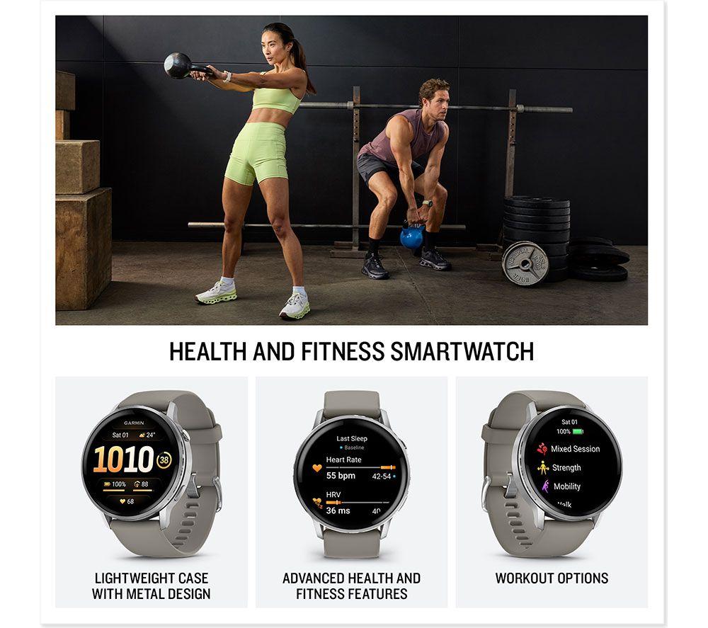 GARMIN Venu 4 Smart Watch - Slate with Black Silicone Band, 45 mm image number 2 of 8
