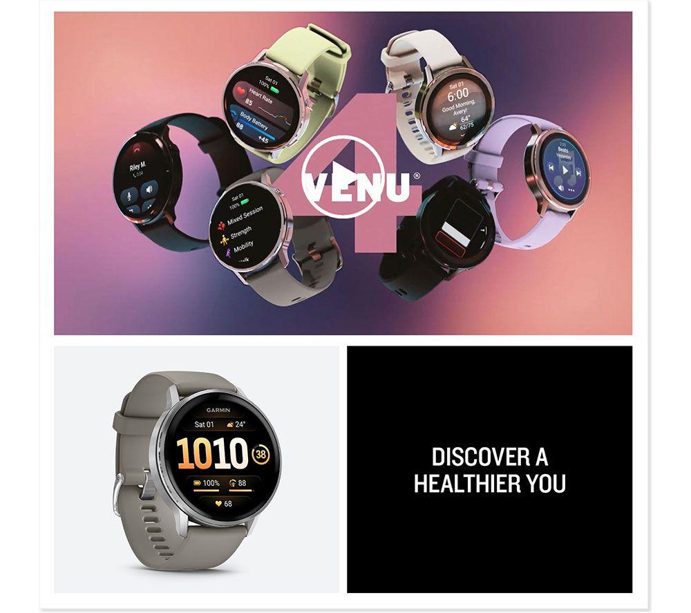 GARMIN Venu 4 Smart Watch - Slate with Black Silicone Band, 45 mm image number 8 of 8