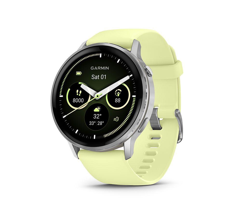 GARMIN Venu 4 Smart Watch - Silver with Citron Silicone Band, 45 mm