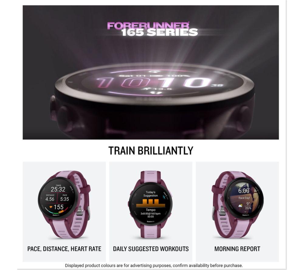 GARMIN Forerunner 165 Music Sports Watch - Berry & Lilac, 43 mm image number 2 of 5