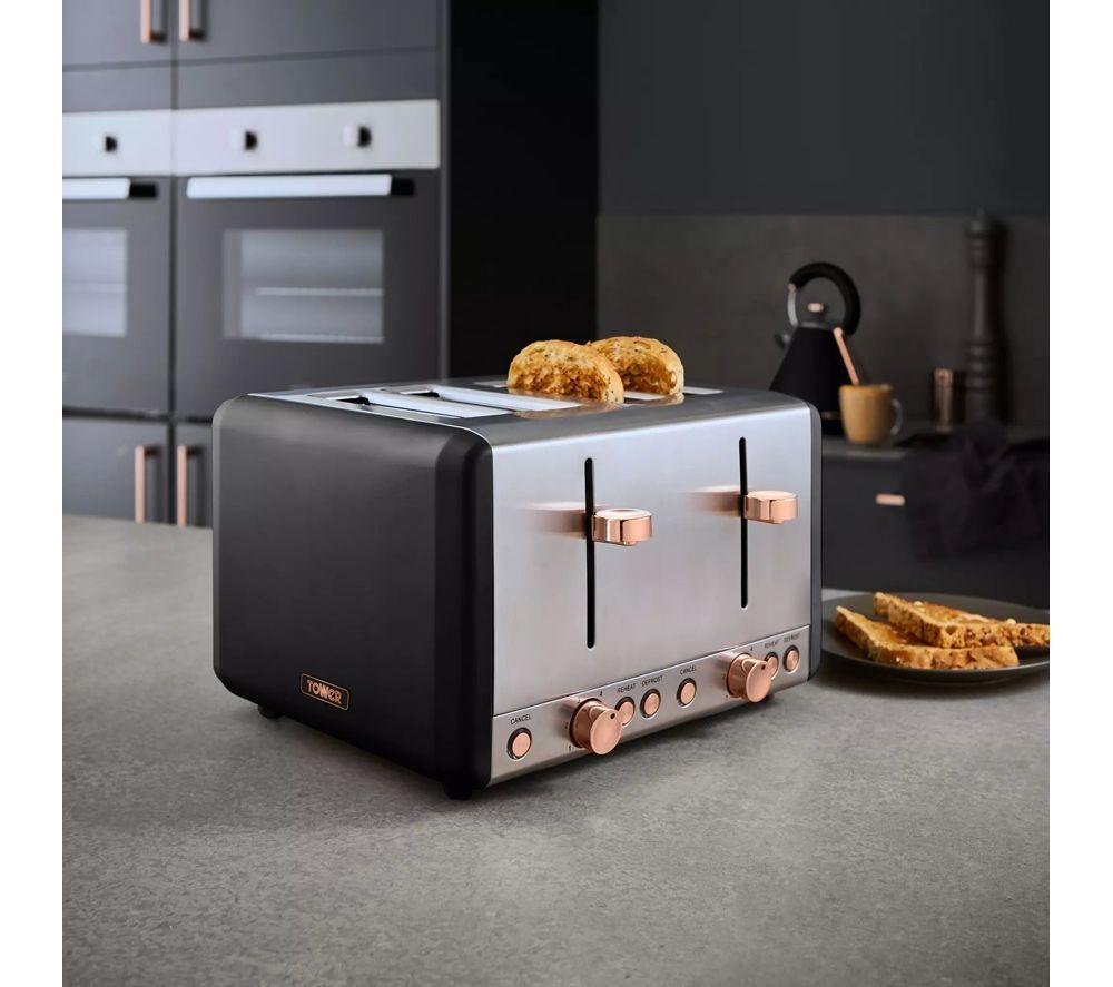 TOWER Cavaletto 4-Slice Toaster and Kettle Bundle - Black image number 6 of 7