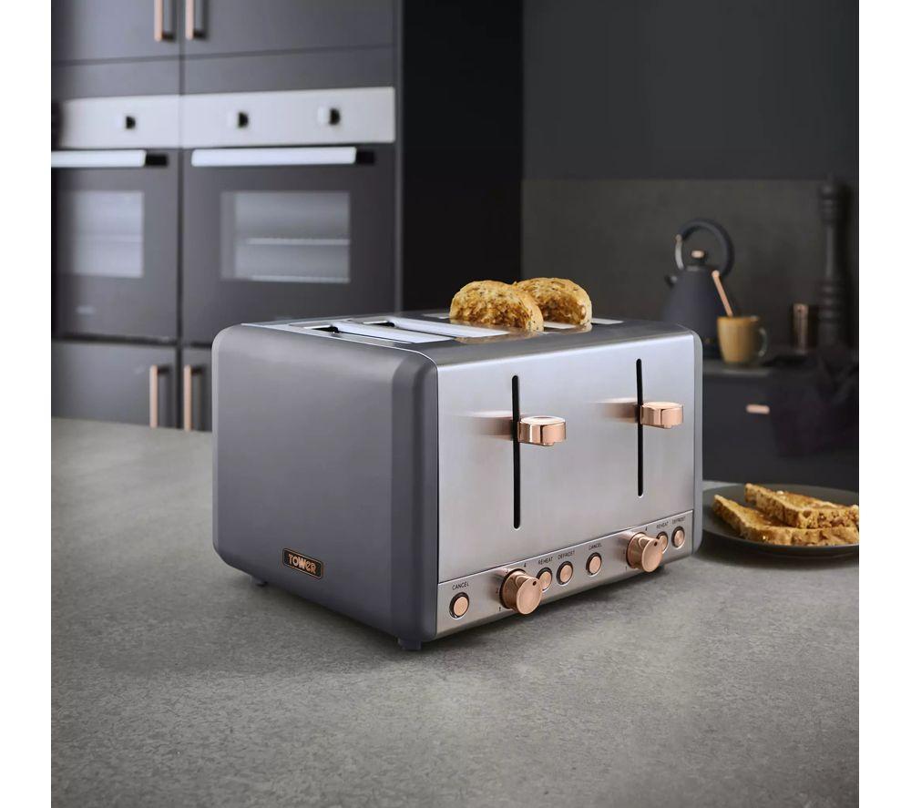 TOWER Cavaletto 4-Slice Toaster and Kettle Bundle - Grey image number 6 of 7