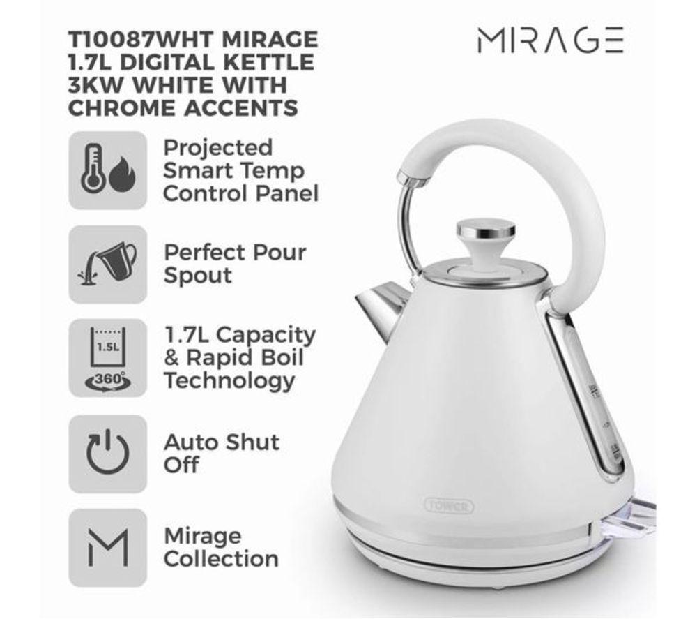 TOWER Mirage 2-Slice Toaster and Traditional Kettle Bundle - White image number 6 of 10