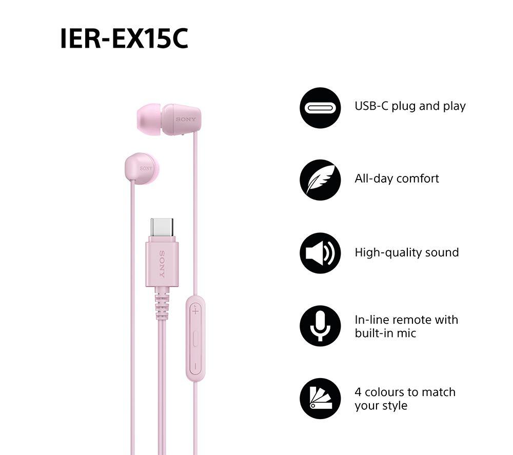 SONY IER-EX15C USB-C Earphones - Pink image number 7 of 9